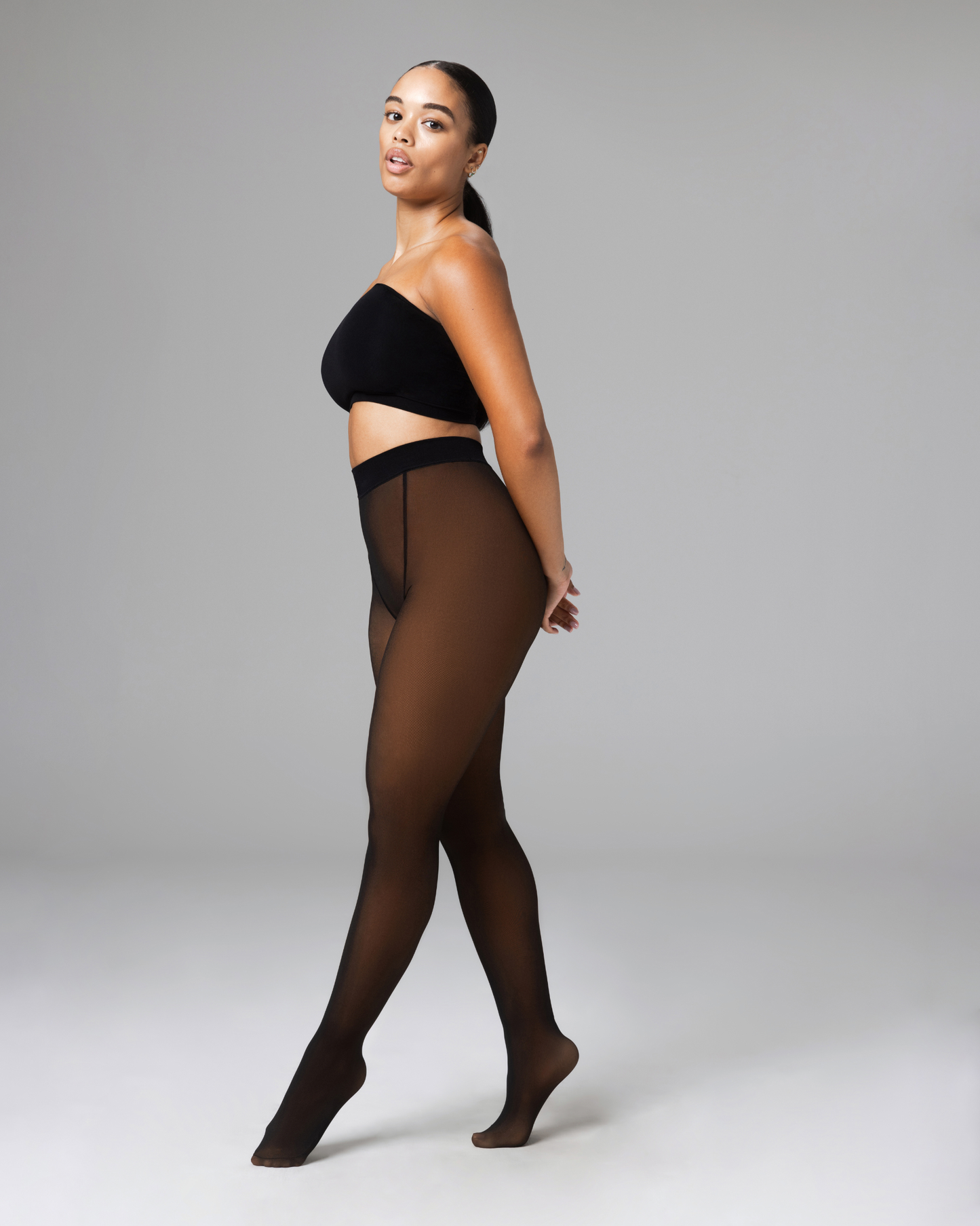 LuxeVeil Thermal Sheer Illusion Fleece-Lined Tights